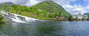 Stranda Municipality Scenery Imprime: View of Hellesylt waterfall in Hellesylt