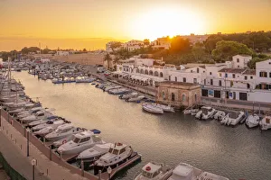 Balearic Islands Sunset Imprime: View of marina at sunset from elevated position