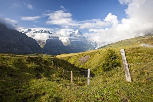 Bernese Oberland Scenic Views Imprime: View of Mount Eiger from First, Grindelwald, Bernese Oberland, Canton of Bern, Swiss Alps