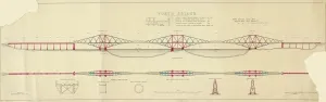 Tren Imprime: Ponte de Forth, Elevación y Sección (Con Colores)