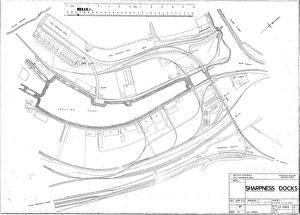 Vintage Railway Architecture Plans Imprime: Sharpness Docks Layout plan