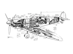 Dibujo de cortado del Supermarino Spitfire Mk 1A