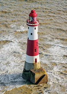 UK Coastal Landmarks Imprime: Beachy Head Lighthouse, elevated view, Eastbourne, East Sussex, England, United Kingdom