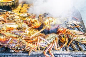 Langostino a la parrilla, Carriacou, Granada, El Caribe.