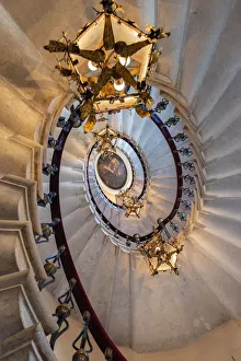 Friuli Venezia Giulia Landmarks Imprime: Spiral stairs in Duino castle, Duino, province of Trieste, Friuli Venezia Giulia, Italy