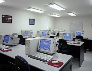 Learning Environment Imprime: COMPUTER LAB, c1990. Computer lab at a school. Photograph by Carol M. Highsmith, c1990