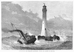 Cornwall Maritime History Imprime: CORNWALL: LIGHTHOUSE, 1870. Putting the keepers on the newly completed Wolf Rock lighthouse 8 miles off Lands End