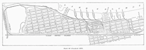 Vintage Engraving Artwork Imprime: MAP: PULLMAN, c1885. Map of the planned community of Pullman