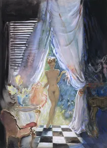 Retrato completo en cuero en la ventana por David Wright.