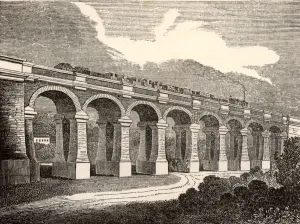 Civil Engineering History Imprime: The Wharncliffe Viaduct, Hanwell, Middlesex, 1838. This viaduct of eight elliptical arches