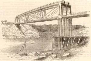 Isambard Kingdom Brunel Imprime: Puente de hierro forjado con estructura tubular y travesaños sobre el río Wye en Chepstow