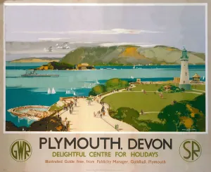 Plymouth, Devon, cartel de GWR / SR, 1938