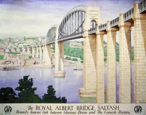El Puente Real Albert, Saltash, cartel de GWR, 1945.