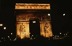 Paris Cityscape At Night Imprime: Arc De Triomphe