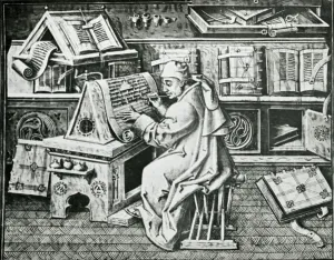 Religious Art History Imprime: Monk Working on Scriptural Document