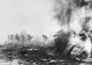 World War I Images Imprime: Tank Exploding into Flames