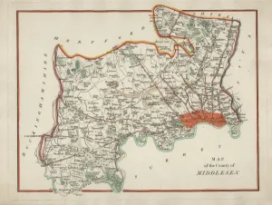 Mapa Imprime: Mapa Antiguo de Middlesex.