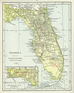 Vintage US Maps Imprime: Map Of Florida