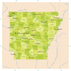 Ilustraciones De Mapas Imprime: Mapa de Vectores de Arkansas