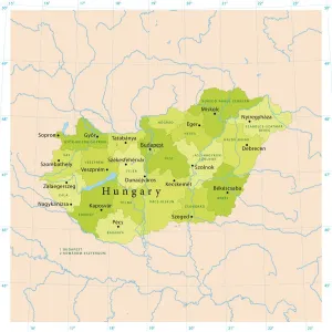 Hungría Imprime: Mapa Vector de Hungría