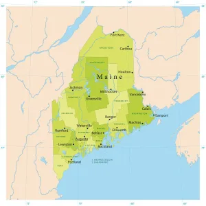 Ilustraciones De Mapas Imprime: Mapa de Vectores de Maine