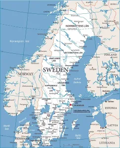 Suecia Imprime: Mapa de Suecia - Vector.