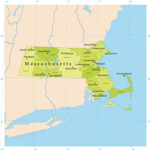 US State Maps For Print Imprime: Massachusetts Vector Map