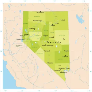Ilustraciones De Mapas Imprime: Mapa de Vectores de Nevada