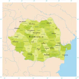 Ilustraciones De Mapas Imprime: Mapa Vector de Rumania