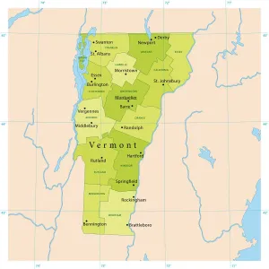 Ilustraciones De Mapas Imprime: Mapa Vector de Vermont