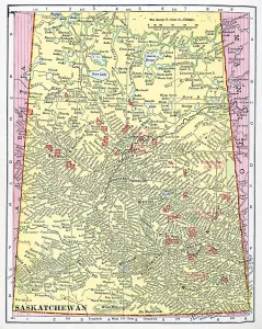 Antique Canadian Maps Imprime: Map Of Saskatchewan