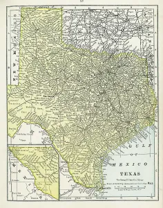 Vintage US Maps Imprime: Map Of Texas