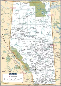 Vector Illustration Map Imprime: Alberta Provincial Map