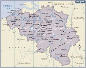 Impresiones de Edición de 2011 Bélgica Imprime: Mapa del país de Bélgica.