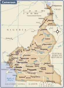 Mapa del país de Camerún.