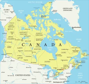 Mapa de Referencia de Canadá.