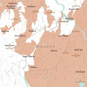 Digital Cartography Design Imprime: CT Fairfield Monroe Vector Road Map