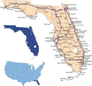Mapas De Referencia Imprime: Mapa de carreteras de Florida.