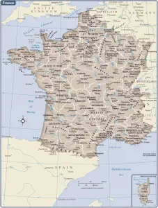 Impresiones de Edición de 2011 Francia Imprime: Mapa del país Francia.