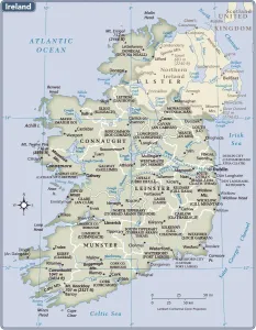 Impresiones de Edición de 2011 República De Irlanda Imprime: Mapa del país de Irlanda.