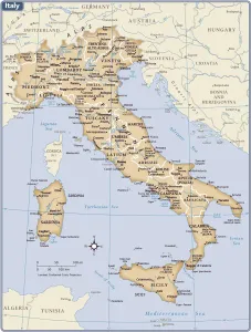 Impresiones de Edición de 2011 Italia Imprime: Mapa del país Italia.