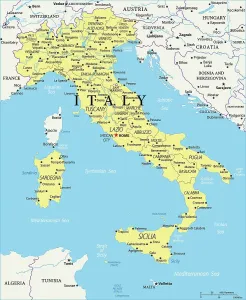 Impresiones de 950857450 Mapa Imprime: Mapa de Referencia de Italia.