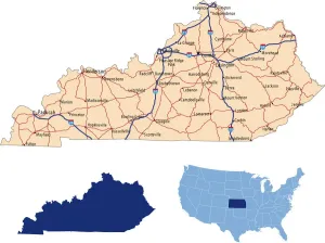 Mapa de carreteras de Kentucky.