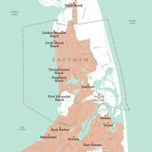 Digital Cartography Design Imprime: MA Barnstable Eastham Vector Road Map