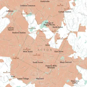 Digital City Maps USA Imprime: MA Middlesex Acton Vector Road Map