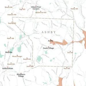 Massachusetts County Map Imprime: MA Middlesex Ashby Vector Road Map