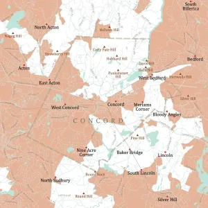 Digital City Maps USA Imprime: MA Middlesex Concord Vector Road Map