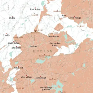 Massachusetts County Map Imprime: MA Middlesex Hudson Vector Road Map