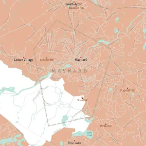 Massachusetts Vector Map Imprime: MA Middlesex Maynard Vector Road Map