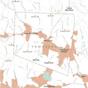 Massachusetts County Map Imprime: MA Middlesex Townsend Vector Road Map